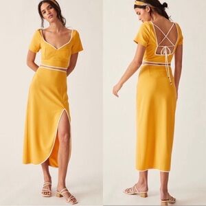 Anthropologie Yellow Skirt Set